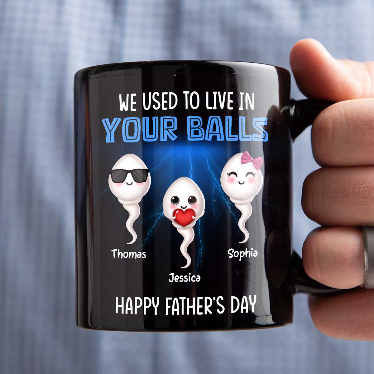 We Used To Lived In Your Balls Cute Little Kids Personalized Mug, Funny Father's Day Gift For Dad