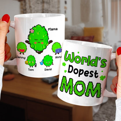 World's Dopest Mom, Personalized Mug, Gift For Mom, Mother's Day Gift, Mom's Little Buds
