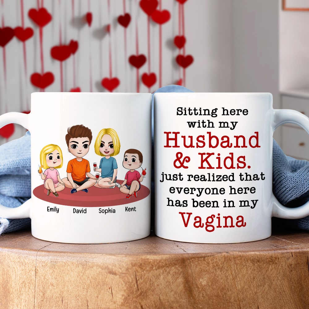 Personalized Gifts For Family Coffee Mug Sitting Here With My Husband