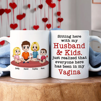 Personalized Gifts For Family Coffee Mug Sitting Here With My Husband