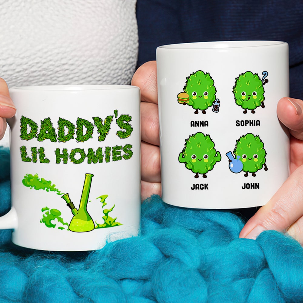 Funny Bud Mug - Daddy's Lil Homies - Personalized Coffee Mug - Gift For Dad