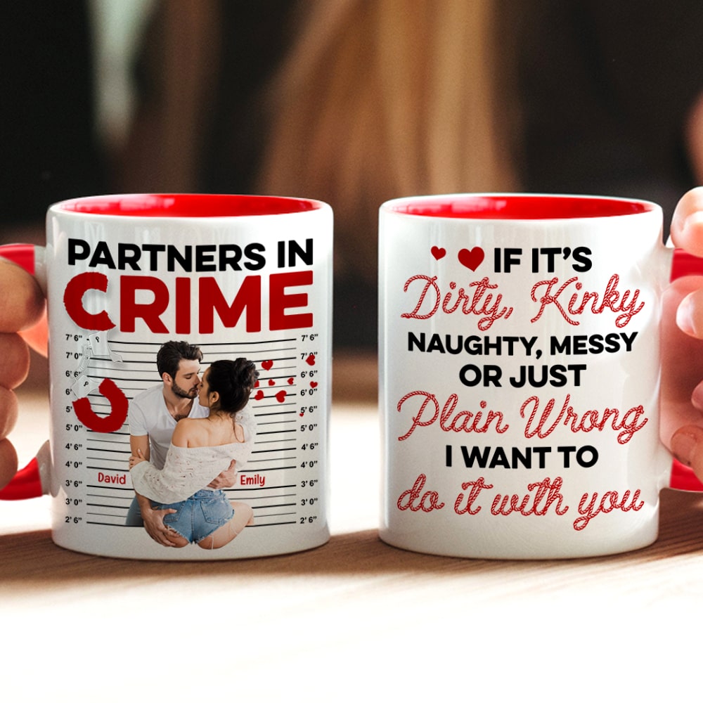 Partners In Crime- Custom Photo Accent Mug- Couple Gift- Funny Couple Mug