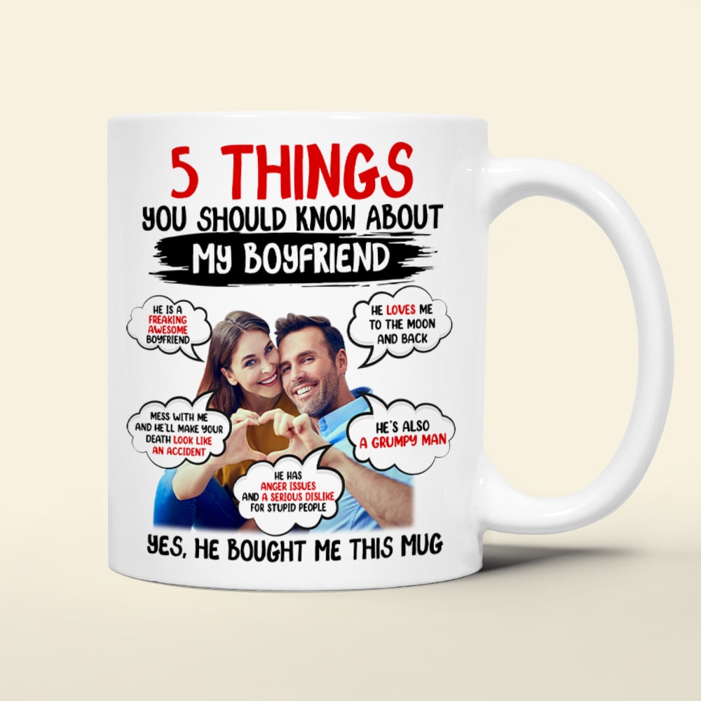 Couple, 5 Things, My Boyfriend, Custom Photo Coffee Mug, Valentine Gift, Couple Gift