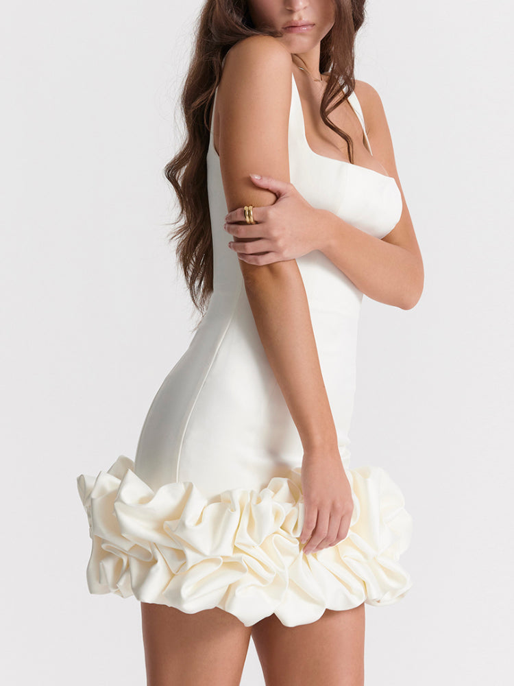 Elegant Sleeveless Ruffle Hem Mini Dress