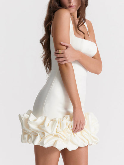 Elegant Sleeveless Ruffle Hem Mini Dress
