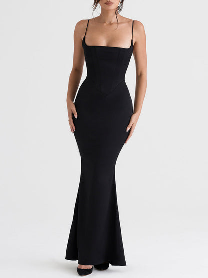 Satin Cami Corset Maxi Bridesmaid Dress