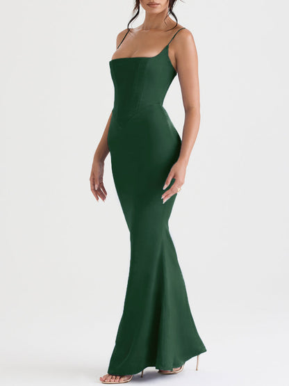 Satin Cami Corset Maxi Bridesmaid Dress
