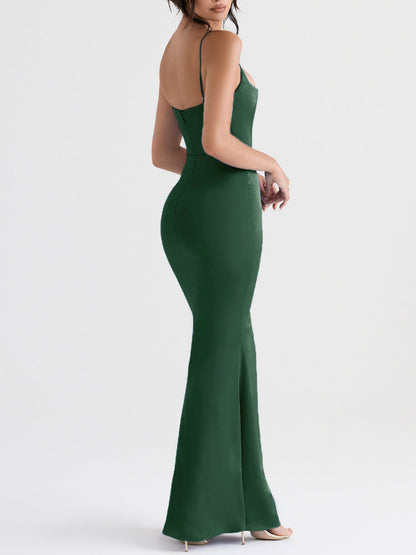 Satin Cami Corset Maxi Bridesmaid Dress