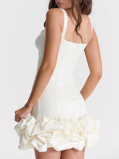 Elegant Sleeveless Ruffle Hem Mini Dress