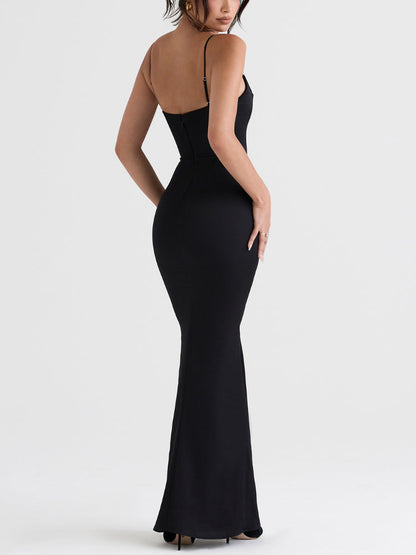 Satin Cami Corset Maxi Bridesmaid Dress