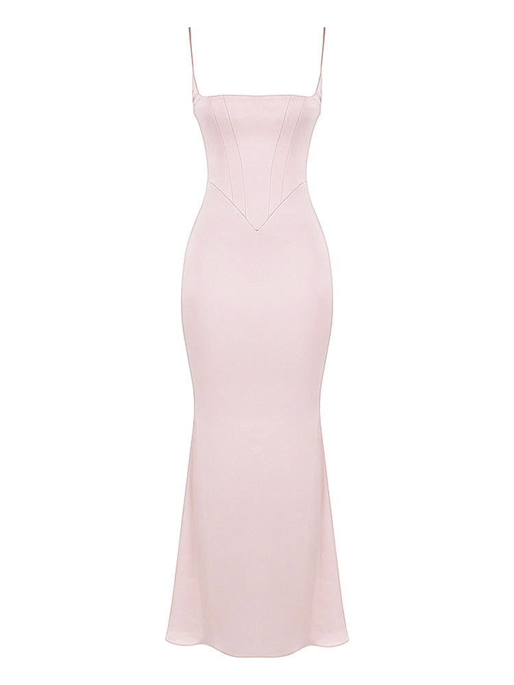 Satin Cami Corset Maxi Bridesmaid Dress