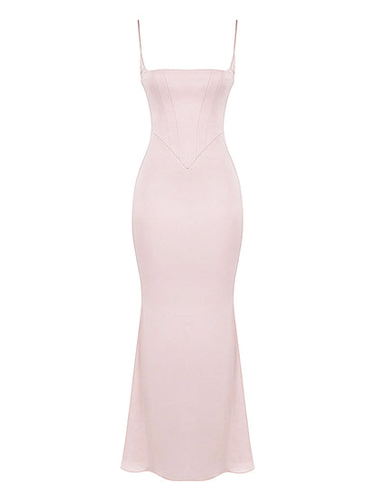 Satin Cami Corset Maxi Bridesmaid Dress