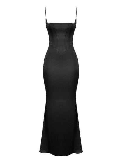 Satin Cami Corset Maxi Bridesmaid Dress