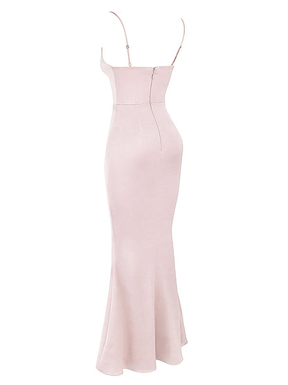 Satin Cami Corset Maxi Bridesmaid Dress