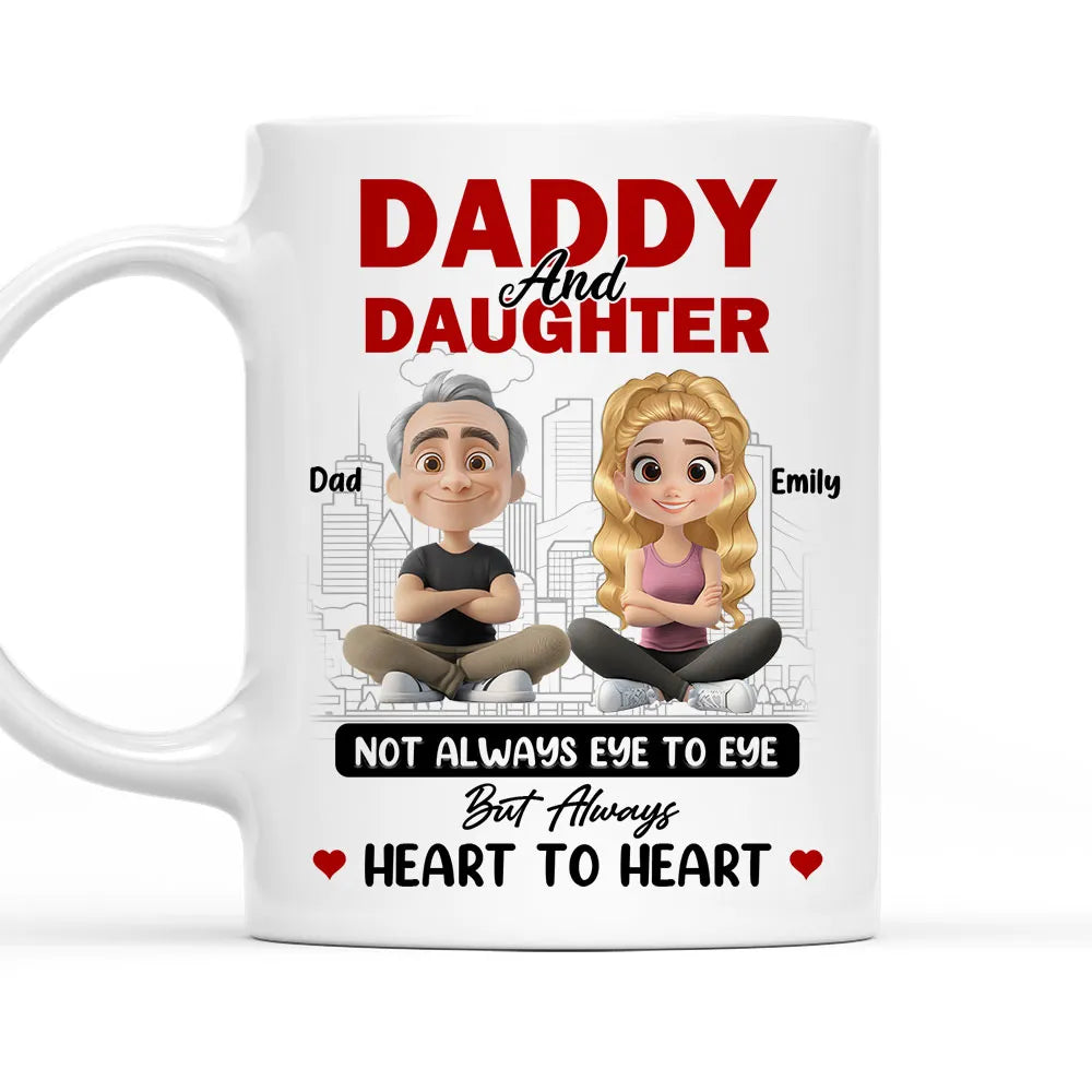 Dad And Daughter Share Love - Personalized Two-Tone Mug with Cute Design - Perfect Gift for Fathers and Daughters