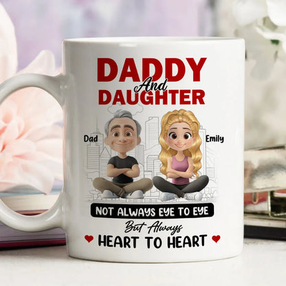 Dad And Daughter Share Love - Personalized Two-Tone Mug with Cute Design - Perfect Gift for Fathers and Daughters