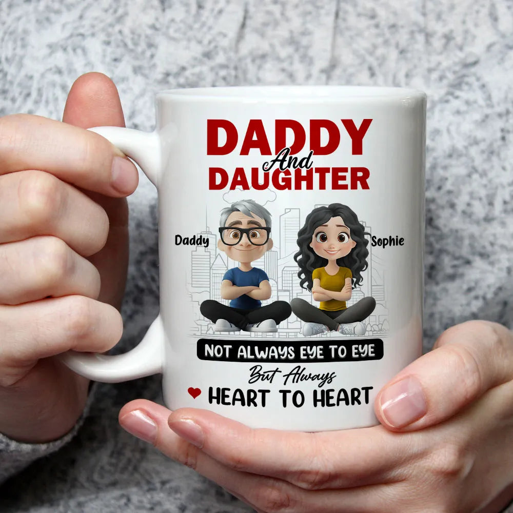 Dad And Daughter Share Love - Personalized Two-Tone Mug with Cute Design - Perfect Gift for Fathers and Daughters