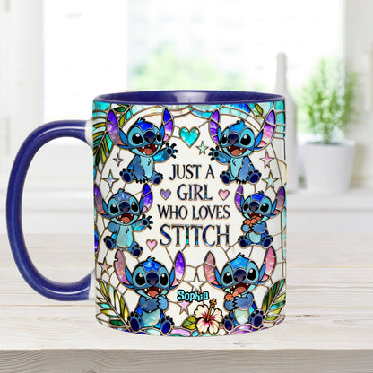 Just A Girl Who Loves Sti - Personalized Accent Mug - Gift For Her, Movie Fans HH01