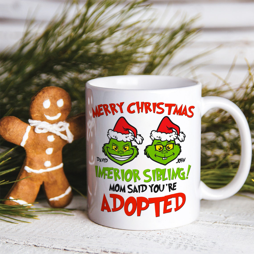 Sibling Mom Said You're Adopted, Personalized White Mug