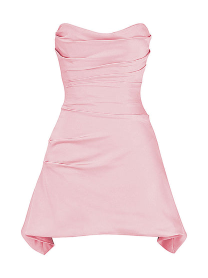 Strapless Ruched Draped Mini Party Dress