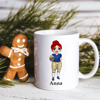 Football Girl Wanker Funny White Mug, Personalized Gift