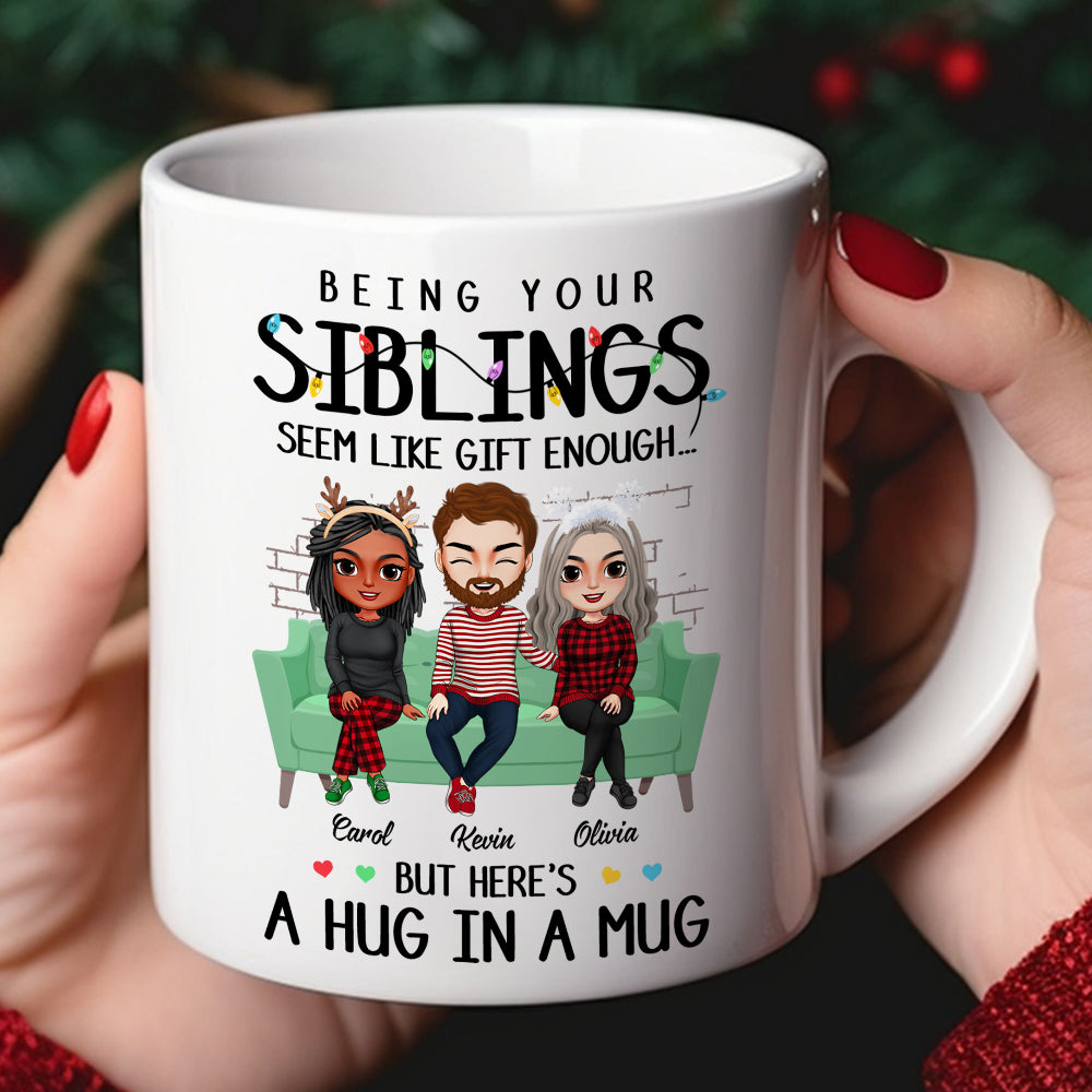 A Hug In A Mug, Personalized Mug, Gifts For Sibling