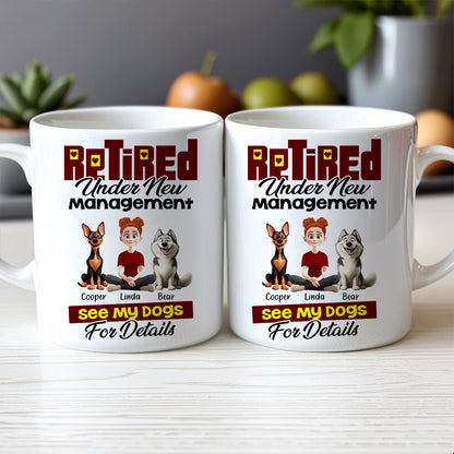 Custom Dog Lover Mug - Retirement-Themed Personalized Cup Featuring Pets and Owner, Funny Gift for Dog Moms & Dads