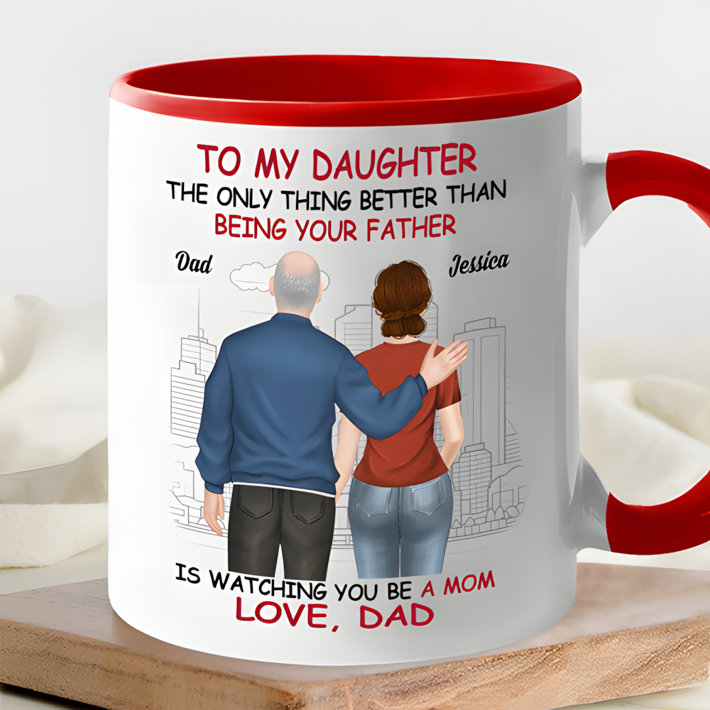 To My Daughter Father or Mother & Daughter Back View Mug, Keychain, Canvas & More, A Heartfelt Gift from Dad or Mom for Mother's Day or Birthday