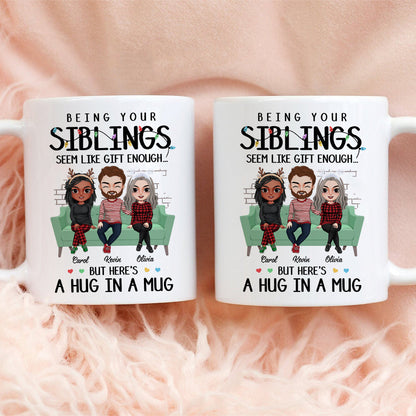 A Hug In A Mug, Personalized Mug, Gifts For Sibling