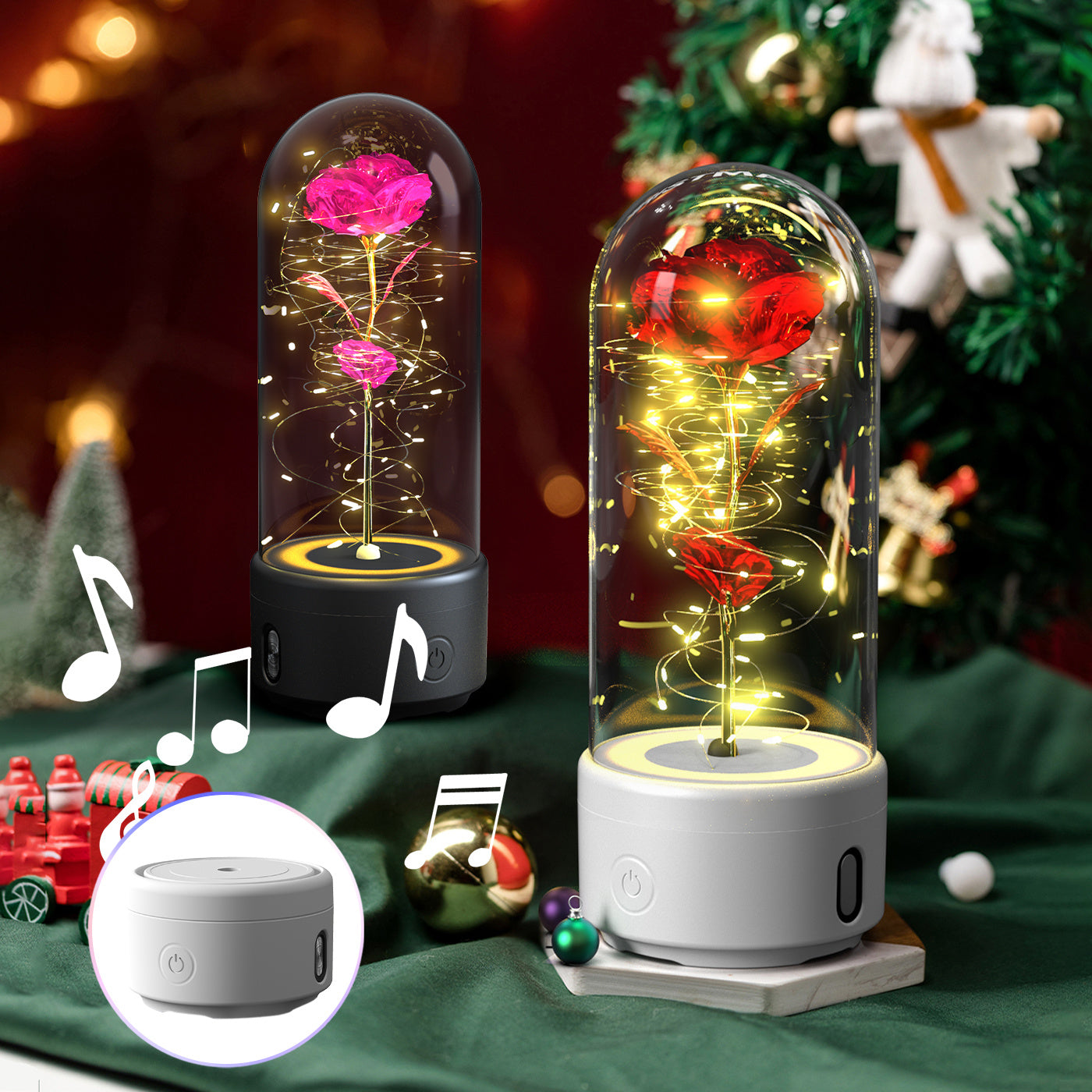 Rose Flowers Led Light And Bluetooth Speaker