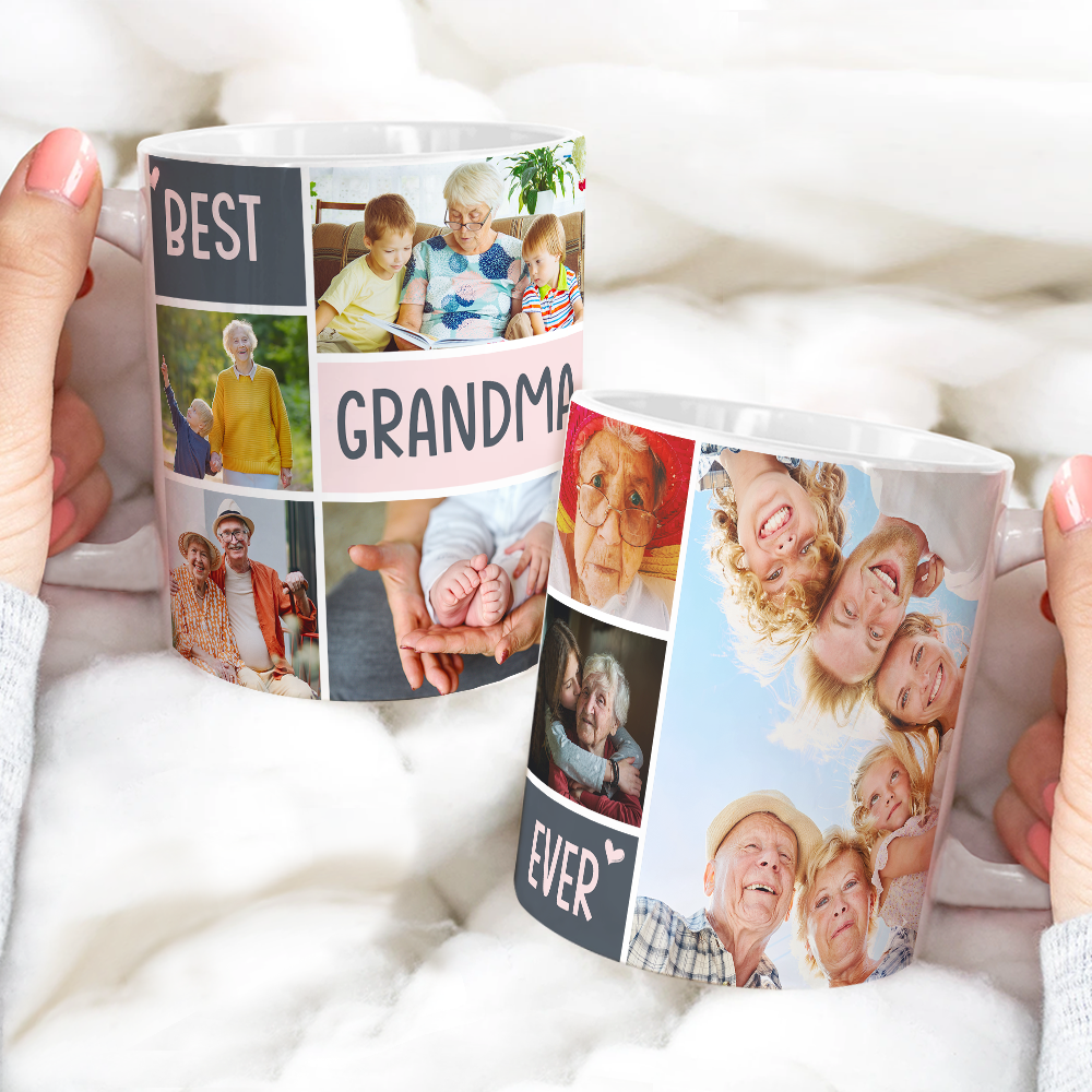 Best Grandma With Children, Photo Personalized White Mug