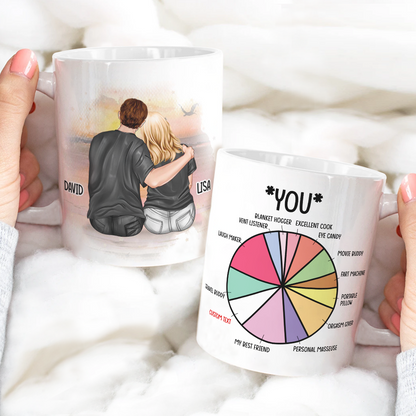 Couple Blanket Hogger Excellent Cook, Personalized Love Pie Chart White Mug