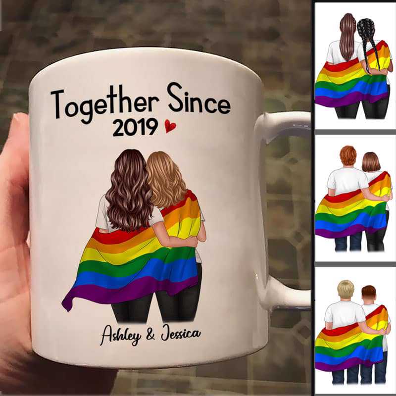 LGBT Couples Back View Together Since Personalized Mug