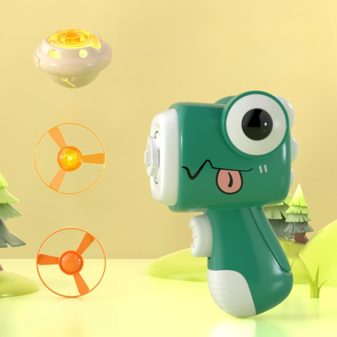 2 in 1 Dino Spinning Top and Frisbee Launcher Toy