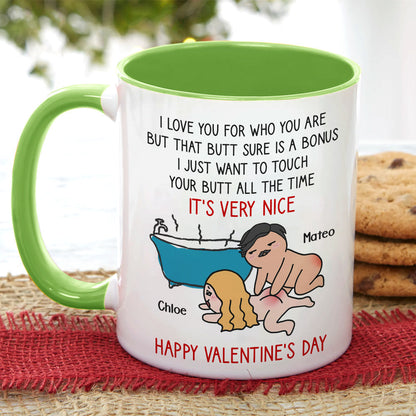 I Just Want To Touch Your Butt All The Time, Personalized Accent Mug, Funny Couple Gifts