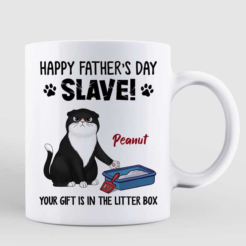 Happy Father's Day Gift In Litter Box Cats Personalized Mug