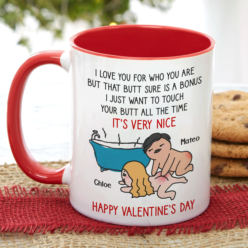I Just Want To Touch Your Butt All The Time, Personalized Accent Mug, Funny Couple Gifts