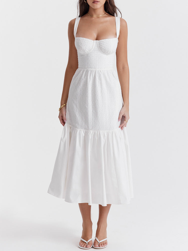 Vintage Sweetheart Neck Cotton Midi Sundress