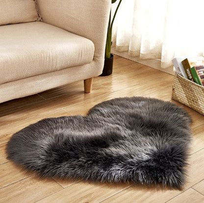 Plush Heart Shaped Carpet Non-Slip Mat Fluffy Rug Floor
