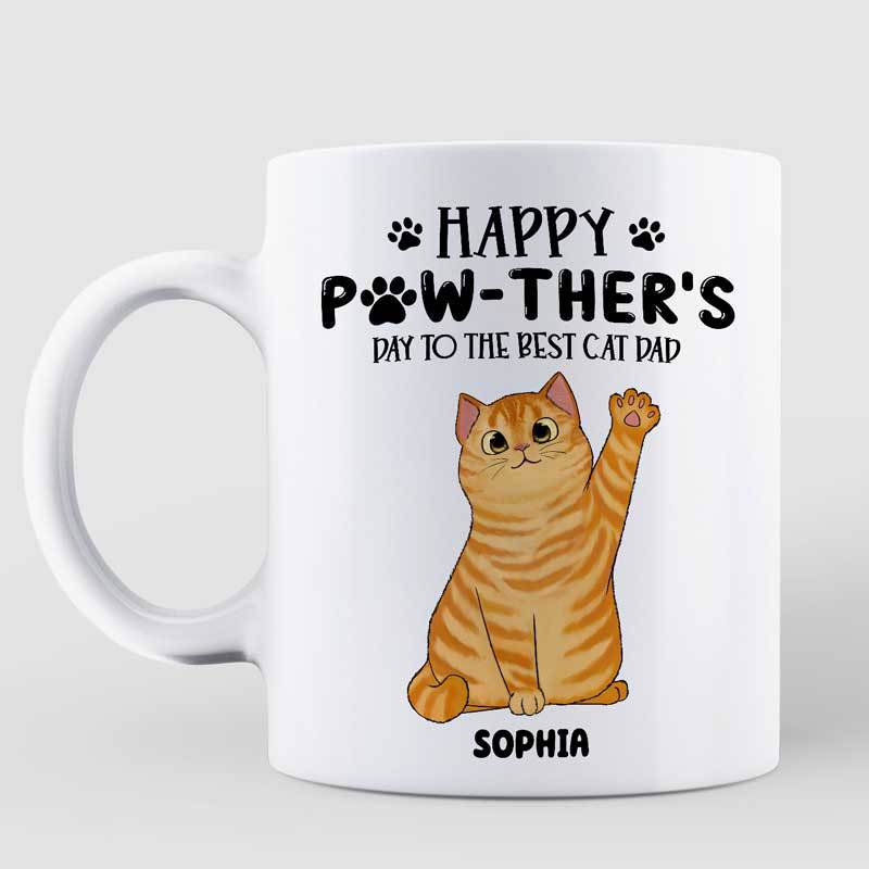 Happy Pawther's Day Gift For Cat Dad Fluffy Cats Personalized Mug