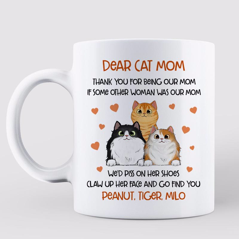 Dear Cat Mom Fluffy Cats Mother's Day Gift Personalized Mug