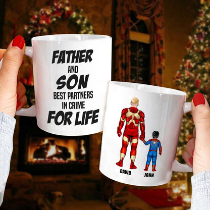Father And Son Best Partners In Crime For Life Personalized Mug, Gift For Family