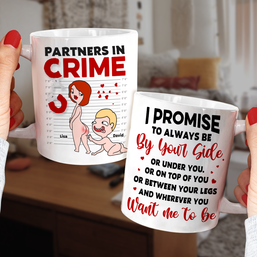 Partners In Crime, Couple Naughty, Personalized Couple Mug Accent Wine Tumbler