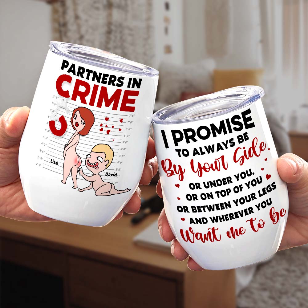 Partners In Crime, Couple Naughty, Personalized Couple Mug Accent Wine Tumbler