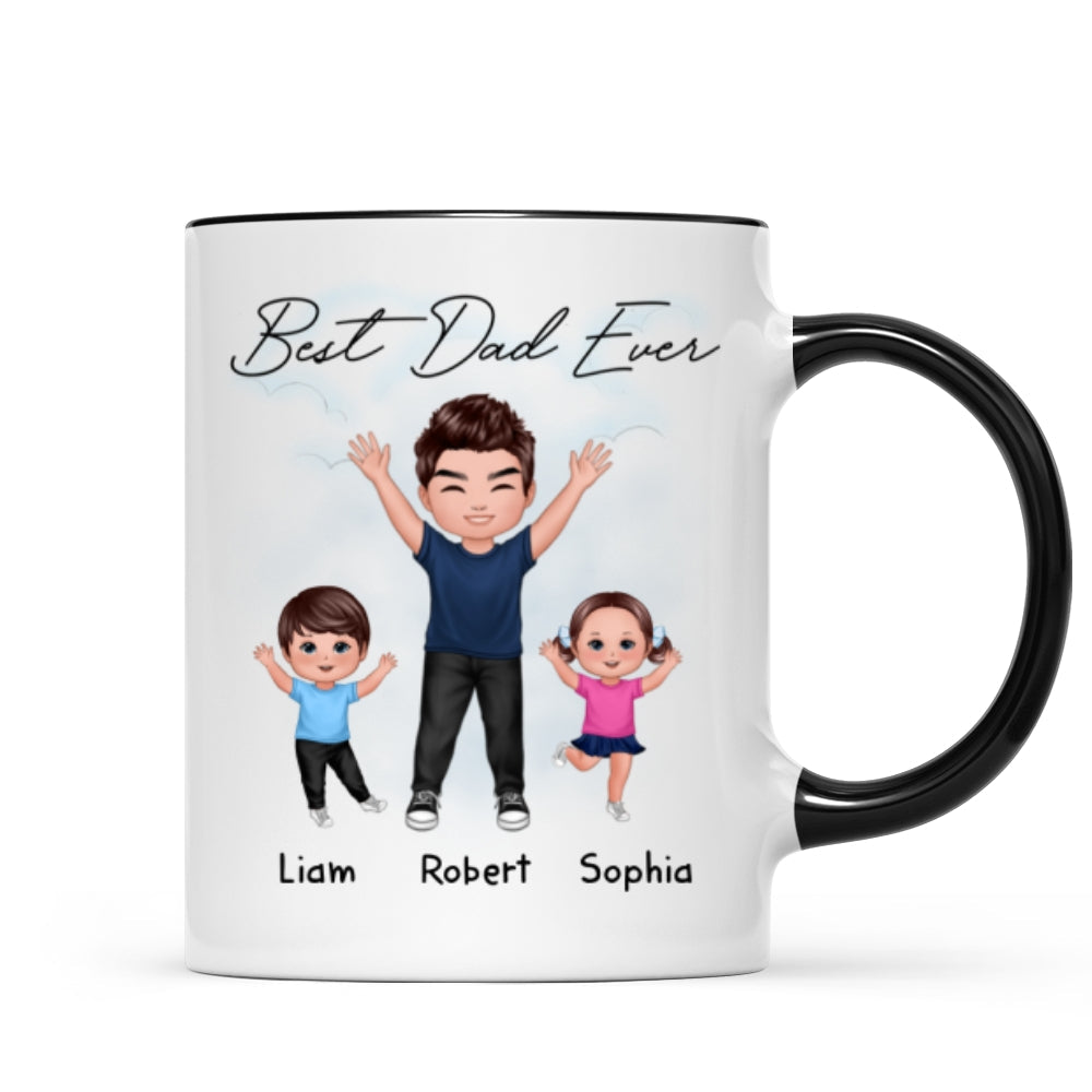 Happy Dad And Kids Dogs Cats Best Dad Ever Father's Day Gift For Dad Personalized Mug