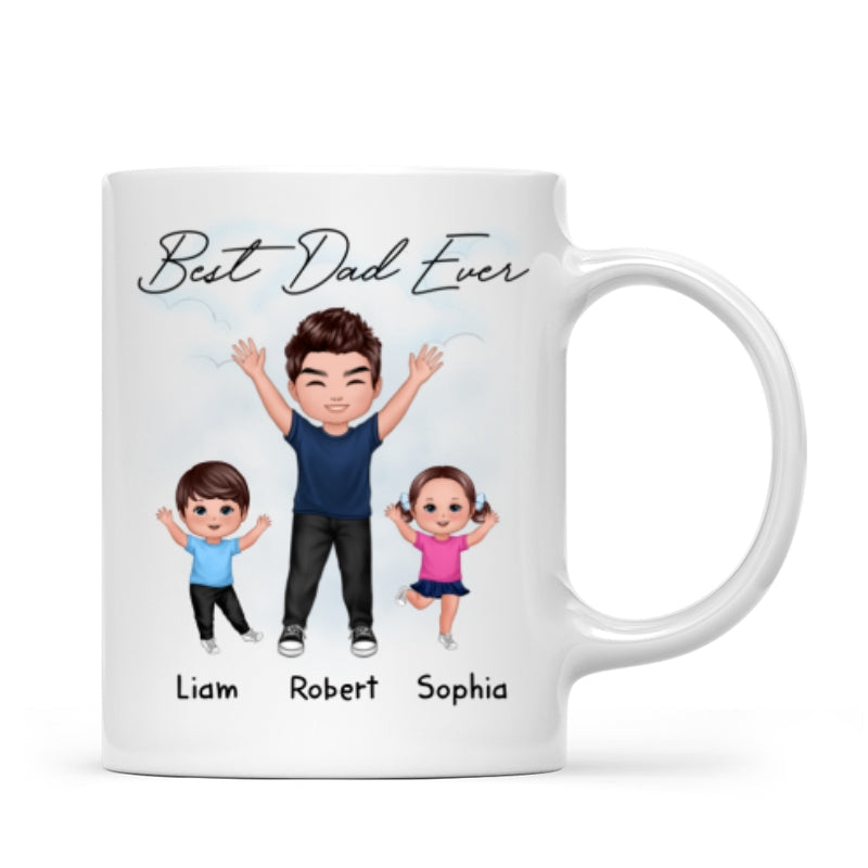 Happy Dad And Kids Dogs Cats Best Dad Ever Father's Day Gift For Dad Personalized Mug