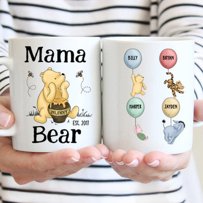 Mama Bear Est. Cute Characters With Balloon Mother's Day Gift For Mom Grandma Auntie Personalized Mug