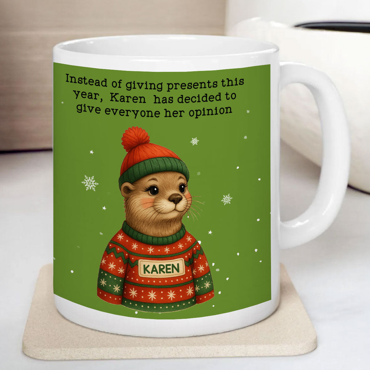 Funny Otter Christmas White Elephant Gift Exchange - Personalized Mug - Office Humor, Secret Santa