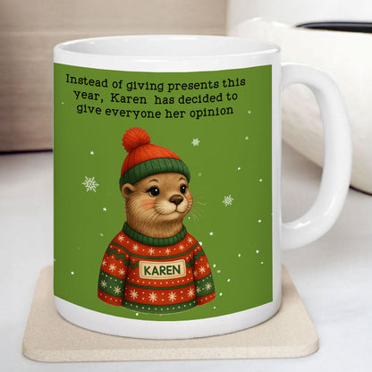 Funny Otter Christmas White Elephant Gift Exchange - Personalized Mug - Office Humor, Secret Santa