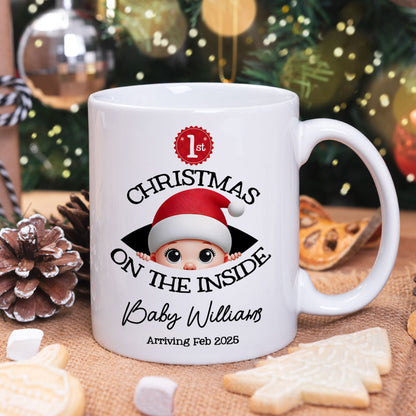 Personalized Baby's First Christmas On the Inside Mug, Custom Pregnancy Reveal Mug, Expecting Parents